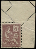 * FRANCE - Poste - 113, Piquage Oblique Par Pliage: 20c. Mouchon Brun Lilas (Spink) - Neufs