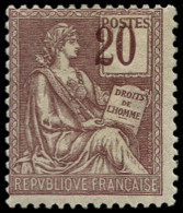 * FRANCE - Poste - 113a, Chiffres Déplacés: 20c. Mouchon Brun Lilas (Spink) - Unused Stamps