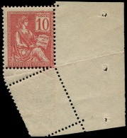 ** FRANCE - Poste - 116, Piquage Oblique Par Pliage: 10c. Mouchon Rouge (Spink) - Unused Stamps