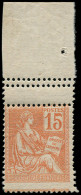 ** FRANCE - Poste - 117, Piquage à Cheval + Piquage Double Dans Le Bdf: 15c. Mouchon Orange - Unused Stamps