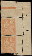 ** FRANCE - Poste - 117, En Paire, Dentelé 3 Côtés, 1 Exemplaire *: 15c. Mouchon Orange (Spink) - Unused Stamps