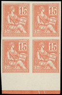 (*) FRANCE - Poste - 117c, Bloc De 4 Non Dentelé, Bdf: 15c. Mouchon - Unused Stamps