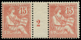 ** FRANCE - Poste - 125, Paire Millésime "2": 15c. Mouchon Retouché - Unused Stamps