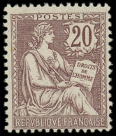 ** FRANCE - Poste - 126, Centrage Courant: 20c. Brun-lilas - Unused Stamps