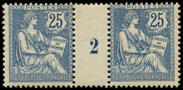 ** FRANCE - Poste - 127, Paire Millésime "2": 25c. Mouchon Retouché - Unused Stamps