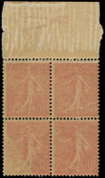 ** FRANCE - Poste - 129e, Bloc De 4 Impression Recto-verso, Bdf: 10c. Semeuse Rose - Unused Stamps