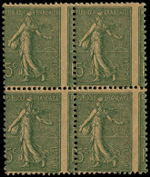 ** FRANCE - Poste - 130, Bloc De 4 Papier GC, Piquage à Cheval:15 C. Semeuse Vert (Spink) - Unused Stamps