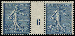 ** FRANCE - Poste - 132, Paire Millésime "6": 25c. Semeuse Bleu - Unused Stamps