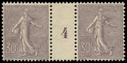 ** FRANCE - Poste - 133, Paire Millésime "4": 30c. Semeuse Lilas - Unused Stamps