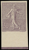 ** FRANCE - Poste - 133c, Non Dentelé, Bdf, Signé Brun: 30c. Semeuse Lilas - Unused Stamps
