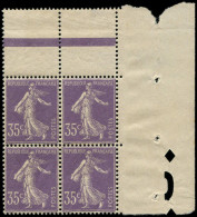 ** FRANCE - Poste - 136, Bloc De 4 Très Bon Centrage, Bord De Feuille: 35c. Semeuse Violet - Unused Stamps