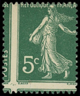 ** FRANCE - Poste - 137w, Piquage à Cheval: 5c. Semeuse Vert - Unused Stamps