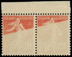 ** FRANCE - Poste - 138fa, Paire Papier X + Recto-verso Partiel: 10c. Rouge - Unused Stamps