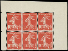 ** FRANCE - Poste - 138fa Type II, Feuille De Carnet De 6 Ex, Papier X, Issu De Feuille De 144 (1 Ex Légère Tache): 10c. - Unused Stamps