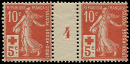 ** FRANCE - Poste - 147, Paire Millésime "4": 10c. + 5c. Croix-Rouge - Nuovi