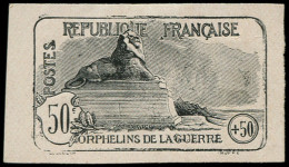 EPA FRANCE - Poste - 153, épreuve Non Adoptée En Noir, Petit Format: 50c. + 50c. Orphelins (Spink) - Unused Stamps