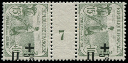 ** FRANCE - Poste - 164, Paire Millésime "7", Surcharge Très Déplacée: Orphelins - Unused Stamps
