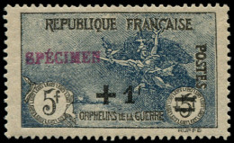 ** FRANCE - Poste - 169, Surchargé "Spécimen" En Carmin: +1f. S. 5f. + 5f. Orphelins (Spink) - Unused Stamps
