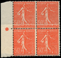 ** FRANCE - Poste - 199o, Bloc De 4, 2 Exemplaires Impression Sur Raccord (1 Ex. *): 50c. Semeuse Rouge - Unused Stamps