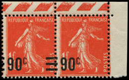** FRANCE - Poste - 227c + B, En Paire, Valeur Sur Valeur, Et 1 Exemplaire Sans Les Barres: 90c. S. 1.05f. Vermillon - Unused Stamps
