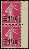 ** FRANCE - Poste - 228, En Paire, 1 Exemplaire "postes" Barré: 1.10f. S. 1.40f. Semeuse Rose - Unused Stamps