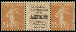 ** FRANCE - Poste - 235, Paire Horizontale Avec Publicité "Janipoline": 25c. Jaune-brun - Nuevos