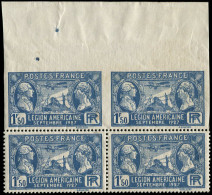 ** FRANCE - Poste - 245c, Bloc De 4 Dentelé Tenant à Non Dentelé (froissure De Gomme Sur Dentelés): Légion Américaine - Unused Stamps