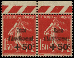 ** FRANCE - Poste - 277/277a, Tenant à Normal "Caisse" Déplacée: 50c. S. 1.50f. Semeuse Rouge - Unused Stamps
