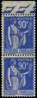 ** FRANCE - Poste - 368, En Paire, 1 Exemplaire Chiffres Et Tête "brouillés", Signée Calves: 90c. Paix - Unused Stamps