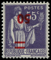 * FRANCE - Poste - 478a, Surcharge Renversée, Signé Brun: 50 S. 55c Paix - Nuevos