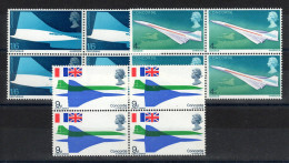 Grande Bretagne - YV 555 à 557 N** MNH Luxe En Blocs De 4 , Concorde - Unused Stamps