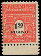 ** FRANCE - Poste - 708a, Double Impression Du Rouge, Signé Brun: 1.50f. Rouge - Nuevos
