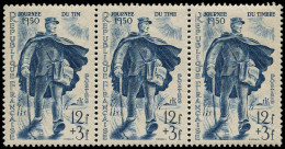 ** FRANCE - Poste - 863, Bande De 3 Dont 1 Exemplaire "TIM" Et 1 Exemplaire "TIMB": Journée Du Timbre 1950 - Unused Stamps
