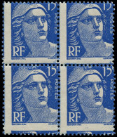 ** FRANCE - Poste - 886g, Bloc De 4, Piquage à Cheval: 15f. Gandon Bleu - Unused Stamps