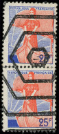(*) FRANCE - Poste - 1216, Paire Verticale, Non émise Avec Annulations Hexagonales: 25f. Orange Et Bleu (Cérès 1216A) - Unused Stamps