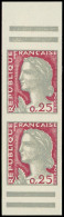 ** FRANCE - Poste - 1263d, Paire Verticale Non Dentelée Avec Barres: 25c. Decaris (Spink) - Unused Stamps