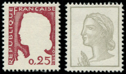 ** FRANCE - Poste - 1263g + H, Gris Omis + Rouge Omis: 0.25 Decaris - Unused Stamps