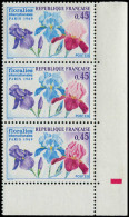 ** FRANCE - Poste - 1597, Bande De 3, 2 Exemplaires Fleurs Défectueuses: Floralies 1969 - Ongebruikt