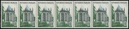 ** FRANCE - Poste - 1683b, Bande De 7 Dont 3 Exemplaires Toit Quasi Blanc, Signé Calves: Ste. Chapelle De Riom - Unused Stamps