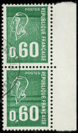 O FRANCE - Poste - 1814, Paire Verticale, Impression Défectueuse, Signée Calves: 60c. Béquet Vert - Usati