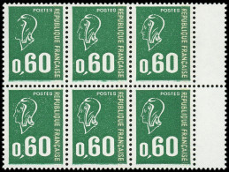 ** FRANCE - Poste - 1814e, Bloc De 6 Dont 1 Ex Sans Trait Du Visage: 60c. Béquet Vert - Unused Stamps