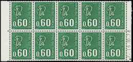 ** FRANCE - Poste - 1815c, Bloc De 10 De Carnet Sans Bande De Phosphore: 60c. Béquet Vert - Neufs