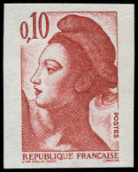 ** FRANCE - Poste - 2179j, Non Dentelé Accidentel Papier épais (de Meulun), Signé Calves: 0.10 Liberté - Unused Stamps