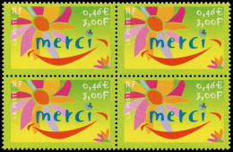 ** FRANCE - Poste - 3379a, Signé Calves, Bloc De 4 Sans "ITVF": Merci - Unused Stamps