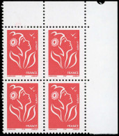 ** FRANCE - Poste - 3734c, Type II, Bloc De 4 Sans Bande De Phospho, Cdf: TVP Lamouche Rouge - Unused Stamps