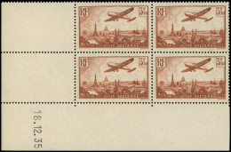 ** FRANCE - Poste Aérienne - 13, Bloc De 4 Cd 18/12/35: 3.50f. Brun-jaune - 1927-1959 Mint/hinged