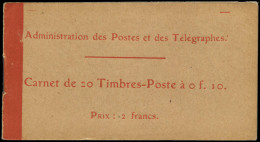 ** FRANCE - Carnets - 138-C1, Carnet De 20, Gomme Légèrement Glacée Par Endroit): 10c. Semeuse Rouge - Altri & Non Classificati