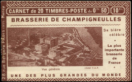 ** FRANCE - Carnets - 257-C2, Série Nancy, Carnet De 20, Gomme Glacée: Champigneulles - Other & Unclassified