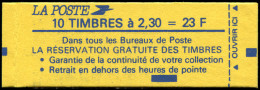 ** FRANCE - Carnets - 2614-C3a, Piquage à Cheval (30%): 2.30f. Briat - Sonstige & Ohne Zuordnung