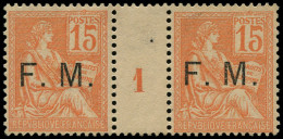 ** FRANCE - Franchise - 1, Paire Millésime "1": 15c. Mouchon - Military Postage Stamps